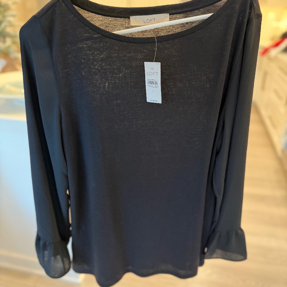 LOFT women's black long sleeve top NWT